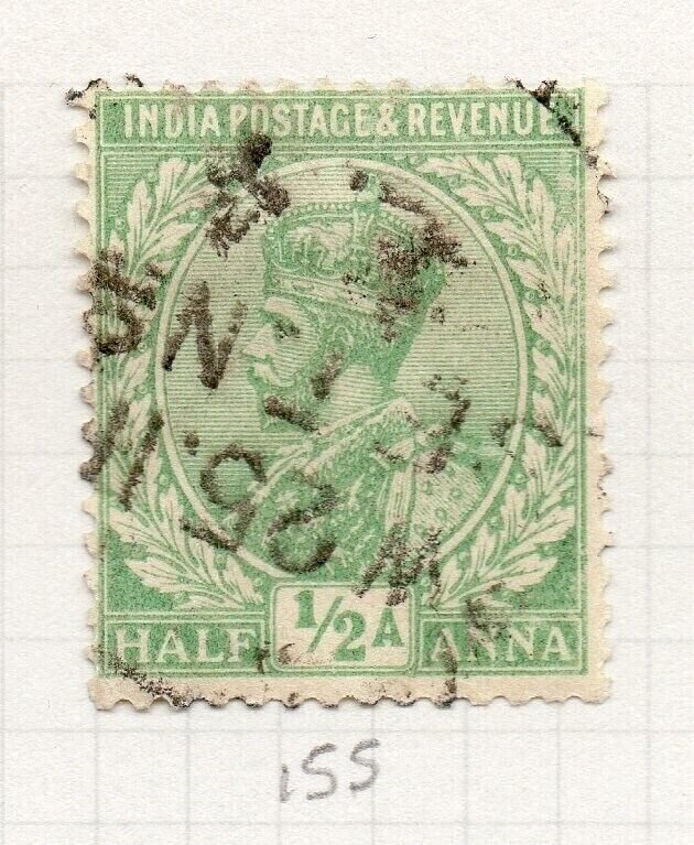 India 1911 GV Early Issue Fine Used 1/2a. NW-204039