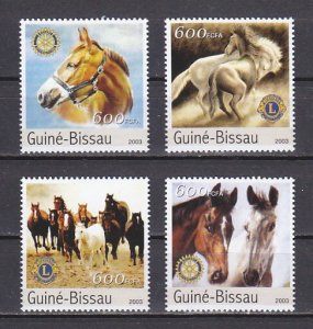 Guinea Bissau, 2003 issue. Horses with Rotary & Lions Logos issue.