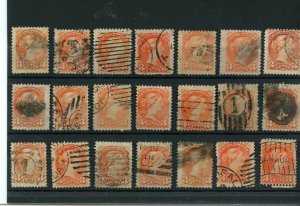 21 Small Queens Various cancels shades and years, Canada used