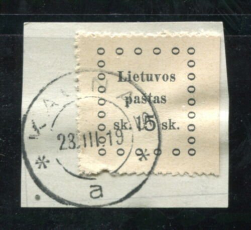 x364 - LITHUANIA 1919 Stamp - Kaunas Cancel - 15 sk on piece