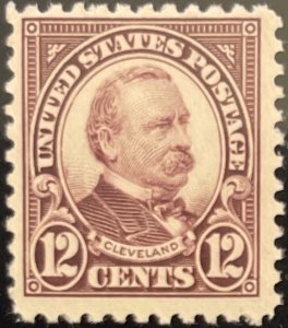 Scott #564 1923 12¢ Grover Cleveland flat plate perf. 11 MNH OG