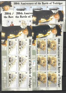 ASCENSION SG914/9 2005 BICENTENARY OF BATTLE OF TRAFALGAR SHEETLETS MNH