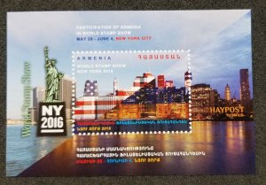 *FREE SHIP Armenia International Stamp Expo New York City 2016 (ms MNH *vignette