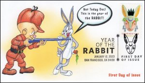 23-010, 2023, Year of the Rabbit, First Day Cover, Pictorial Cancel,San Francisc