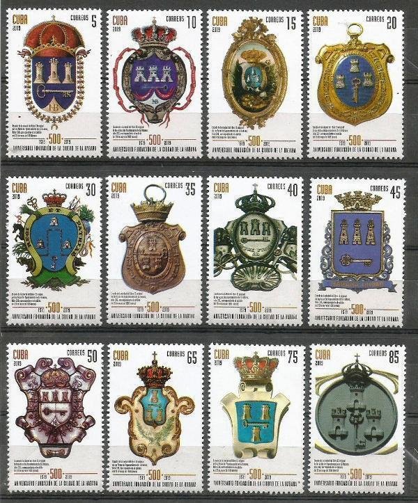 CUBA 2019  HAVANA CITY FOUNDATION  Cpl set of 12 Coats of arms 2019  MNH mint