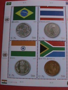 UNITED NATION STAMP: 1994  SC#930 FLAGS AND COINS OF COUNTRIES FULL SHEET MNH