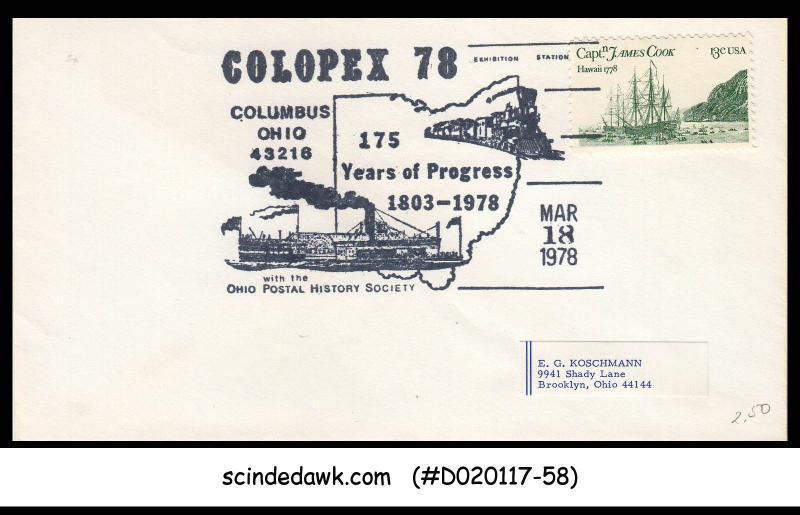 USA - 1978 COLOPEX 175yrs of Progress / Railway Cover with Special CANCL.