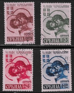 Serbia (1941) - Scott # 2NB7 - 2NB10,  Used