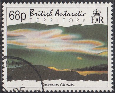 British Antarctic Territory 1992 used Sc #201 68p Nacreous clouds