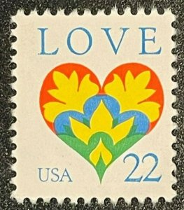 Scott#: 2248 - Hearts and Flowers 22¢ 1987 single stamp MNH OG