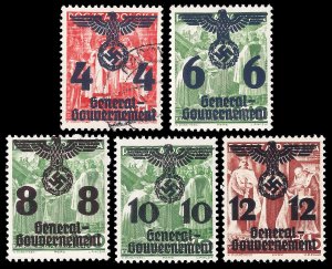 Poland, Nazi occ 1939 Sc N34-38 u vf and mh vf