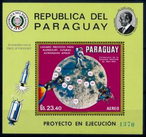 [66067] Paraguay 1970 Space Travel Weltraum Moon Souvenir Sheet MNH