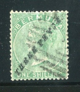 BERMUDA; 1874 Scarce classic QV Handstamp issue fine used THREE PENCE