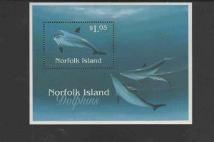 NORFOLK ISLAND #623  1997  DOLPHINS    MINT  VF NH  O.G   S/S