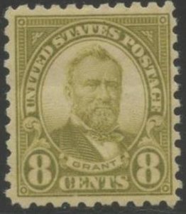 US Sc#589 1923-26 8c Grant Rotary Printing Perf 10 F-VF Centered OG Mint LH