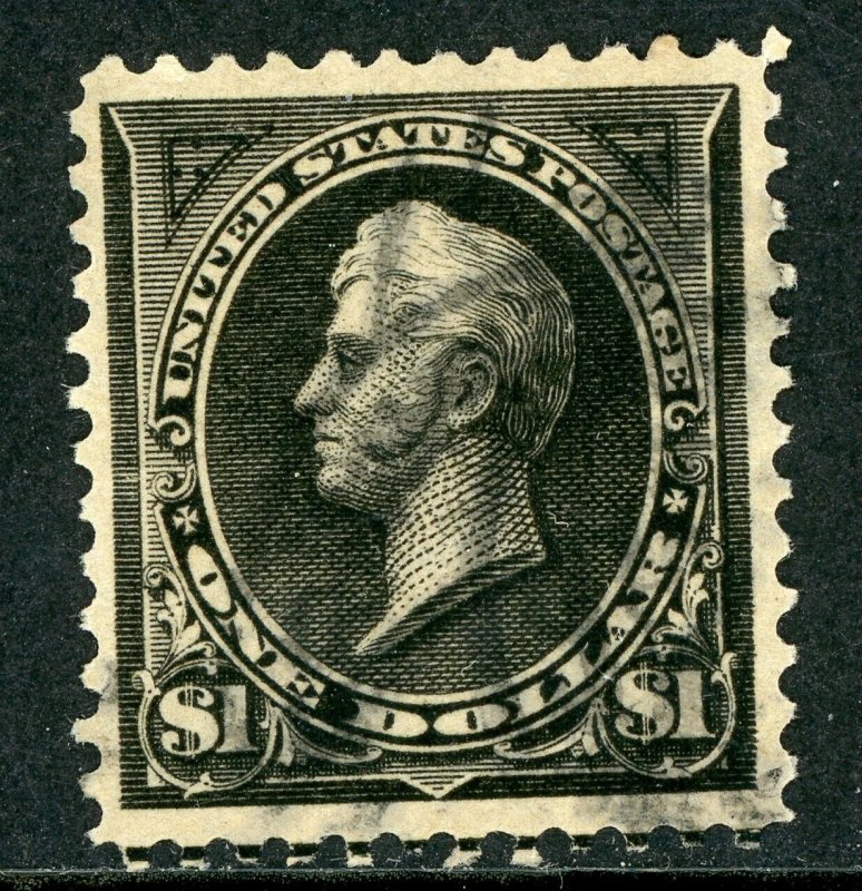 USA 1895 Hamilton $1.00 Black Wmk Type 2 Scott # 276A VFU M420