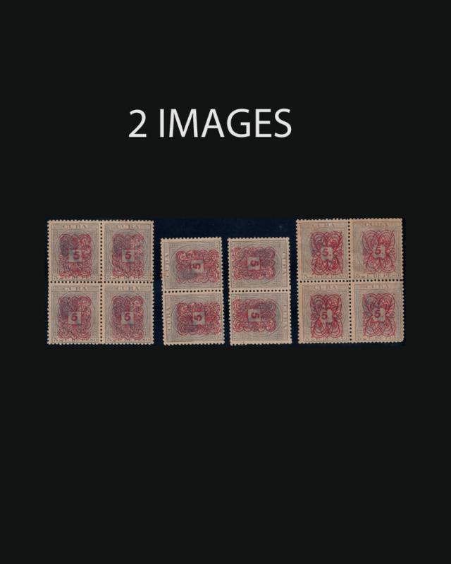 VINTAGE:CUBA 1883 OGLH,1BLK UNU LH106 ABCD? ASST LOT1883A1