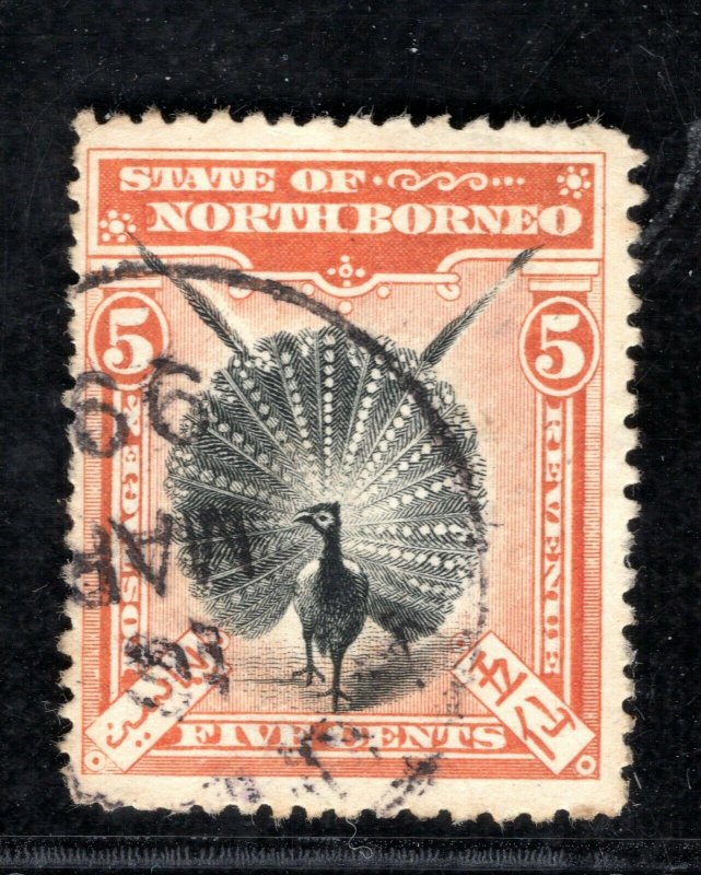 NORTH BORNEO QV Rare SG.100c 5c *PERF 12-13* (1899) Used Cat *UNPRICED* RBLUE158