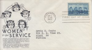 1952 United States Women in the Service (Scott 1013) Anderson FDC