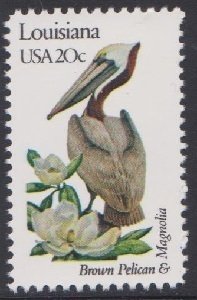 1970 Louisiana Birds and Flowers MNH single perf 10.5 x 11.25