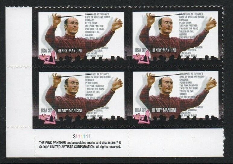 ALLYS STAMPS US Plate Block Scott #3839 37c Henry Mancini [4] MNH F/VF [STK]