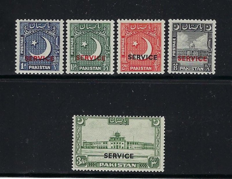 PAKISTAN SCOTT #O27-O31 1949-50 OVERPRINTED OFFICIALS- MINT EXTRA LIGHT HINGED