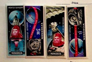 MONGOLIA Sc 232-5 NH ISSUE OF 1961 - SPACE - Y.GAGARIN - (AF24)