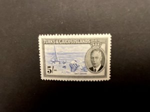 Turks & Caicos Is: 1950 King George VI definitive 5/- MLH