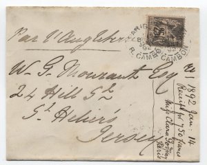 1892 France cover incoming to Jersey [6521.152]