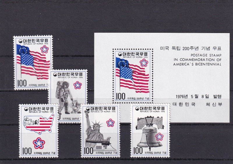 SA17b Korea 1976 Bicentenary, American Revolution mint minisheet + stamps