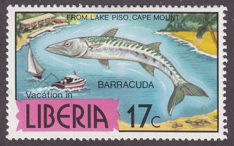 Liberia 755 Fishing Lake Piso 1976