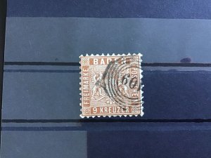 Baden  1862 SG25A used stamp cat 400 R30106