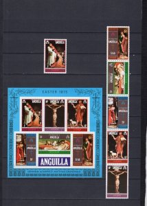 ANGUILLA 1975 EASTER PAINTINGS SET OF 6 STAMPS & S/S MNH