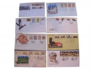 AUSTRALIA FDCs -  1986- 1992  - LOT OF 8  -  Australian Animals    (aus41)