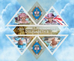 Togo - 2013 Queen Elizabeth II 60th Anniversary 4 Stamp Sheet 20H-715