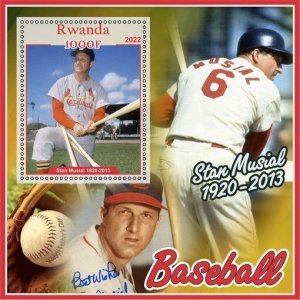 Stamps. Sports Baseball Rwanda 2022 year ,6 mini sheet perforated NEW