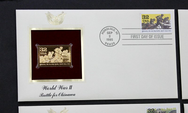 US #2981a-j FDC 22K Gold Replicas Set of 10 WWII Victory at Last