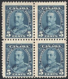 Canada SC#221 5¢ King George V Block of Four (1935) MNH
