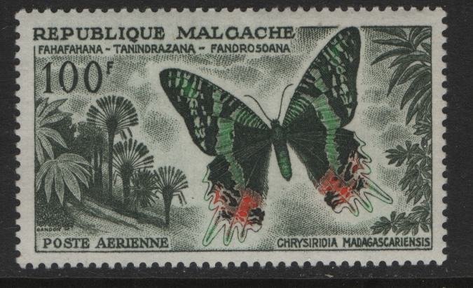 MALAGASY  C64 MINT HINGED, SLIGHT THIN,  BUTTERFLY 1960