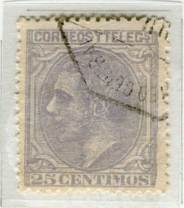 SPAIN; 1879 early classic Alfonso issue fine used 25c. value