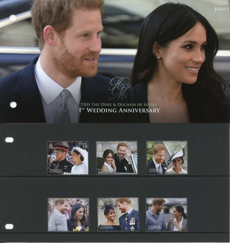 Jersey 2019 MNH Prince Harry Meghan 1st Wedding 6v Set Pres Pack Royalty Stamps 