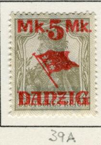 DANZIG;   1920 early surcharged issue Mint hinged 5M. value, type A