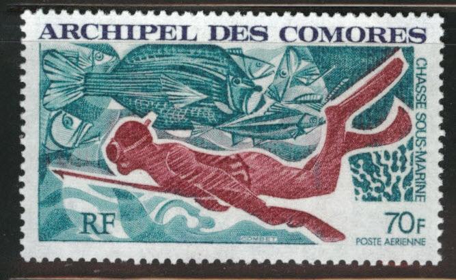 Comoro Islands Scott C44 MNH** 1972 spear fish airmail