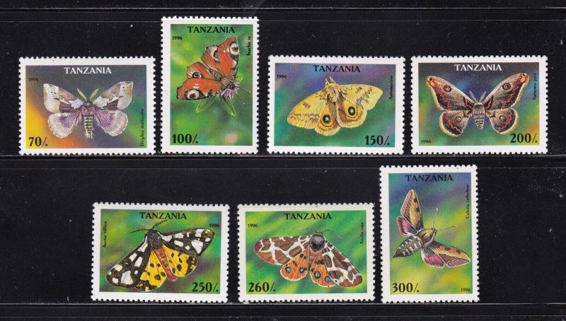 Tanzania stamp #1445 - 1451, MNH, XF, topical set, Moths, CV $12.00