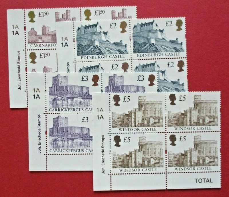 SG1993 - 1996 Castle 1997 Set Enschede Cylinder Blocks 1A MNH Great Britain Eliz 