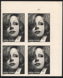 SC#3943 37¢ Greta Garbo Plate Block (2005) SA