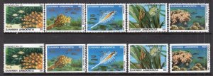 Greece 1988 Marine Life Set Perf + Booklet Stamps MNH #1616-20, 1616-20a