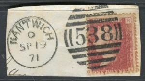 BRITAIN; 1870s classic Penny Red fine POSTMARK PIECE