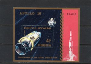 MONGOLIA 1972 SPACE APOLLO 16 S/S MNH