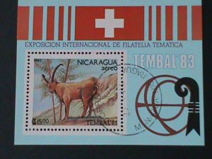 ​NICARAGUA-1983- WORLD STAMPS SHOW-TEMBAL'83 CTO S/S -VF FANCY CANCEL